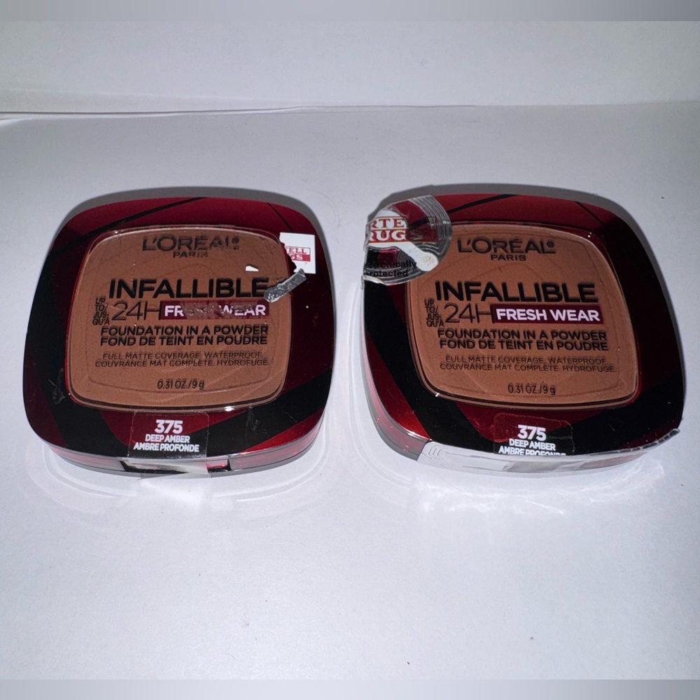 X2 L’Oréal INFALLIBLE 24 Hour Fresh Wear Foundation in a Powder 375 DEEP AMBER